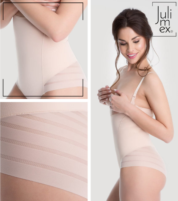 JULIMEX BODY WYSZCZUPLAJĄCE POD BIUST Z SIATKĄ (119) - BEŻOWE - obrazek 7