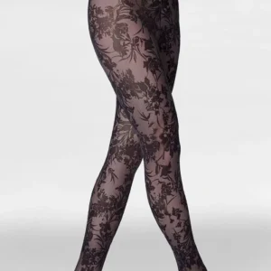 Marilyn Rajstopy tiulowe z tylnym szwem i flokowanym wzorem - Tiul F19