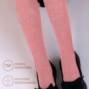 Knittex Rajstopy dziewczęce MOON CAT z efektem melanżu dekorowane dżetami